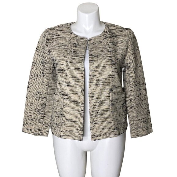 Eileen Fisher Handwoven Organic Cotton Furrows Natural Cropped Jacket, Size L - Picture 3 of 11
